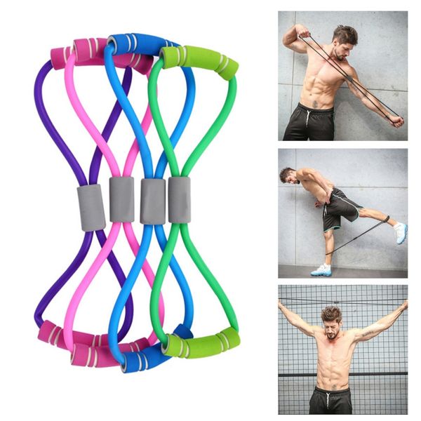 

resistance bands yoga gym fitness 8 word chest expander rubber tubing pilates pull rope workout muscle elastic exercise i df
