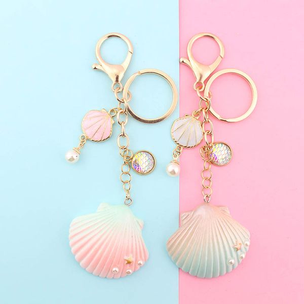 

fashion keychain multi purpose multicolors pearl pattern key ring ocean series pendant girls women bag pendant key chains, Silver