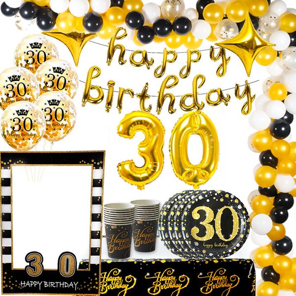 

allons & Accessories WEIGAO Gold/Black 30th Birthday Balloons Latex Balloon Adult Thirty 30 Confetti Ballons Happy 30 Number Balls Globos...