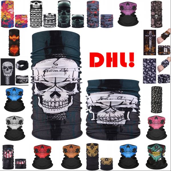 

dhl adults halloween cosplay bicycle ski skull half face mask ghost scarf bandana neck warmer party headband magic turban balaclava