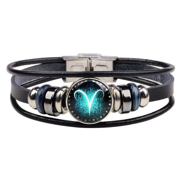 

hand-woven neutral bracelets and other jewelry on the fashionable glass 12 constellation reflect in the dark multi-layer women's, Golden;silver