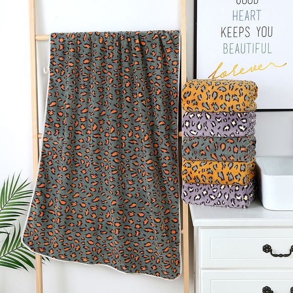 

towel leopard bath strong absorption bathrobe cotton head wrap quick dry facetowel household hand set beach