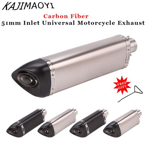 

51mm motorcycle exhaust pipe muffler escape moto with db killer for er6n rsv4 r3 r25 cbr250 z800 r1000rr nc700 r3 gw250 cbr300