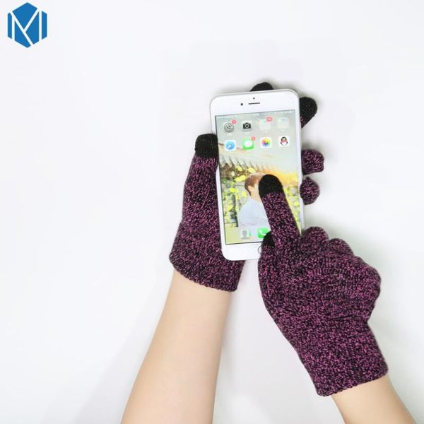 

new designed screen sense gloves for women gloves female knitted mittens solid wrist guantes mujer handschoenen, Blue;gray