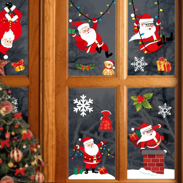 Muro Feliz Natal Adesivos Moda Papai Noel Window Room Decoração Ano Novo Home Decor DHL frete grátis