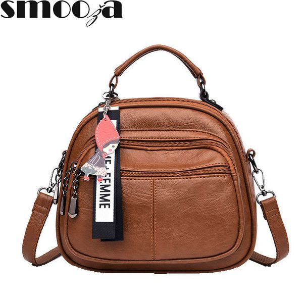 

smooza female multifunctional handbag shoulder bag messenger bag pu leather handbag handle classic for women new