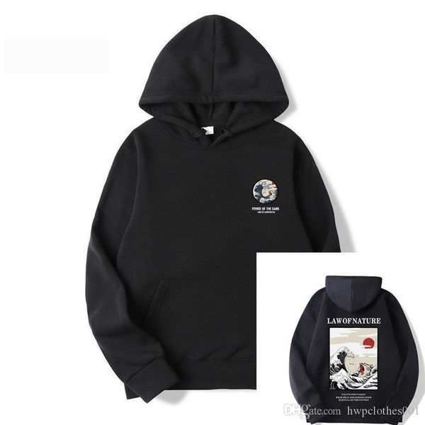 

new japanese style, funny cat wave,a street style, fall and winter fleece hoodie wholesale fashion hoodie lovers hoodie white font, Black