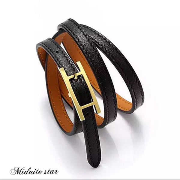 

2019 fashion brand luxury gold leather bracelet for women designer jewelry brown orange pink black blue green bangles women