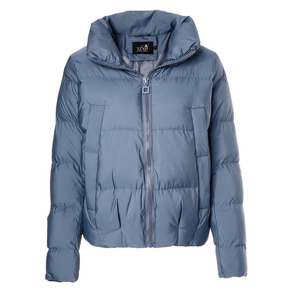 

new women's cotton parka 2020 winter standing collar long sleeve elegant coat solid short casual coats female parka, Black