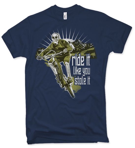 

print t shirts men t-shirt - ride it like you stole it- mountainbike downhill skull radfahrer 100% cotton brand new