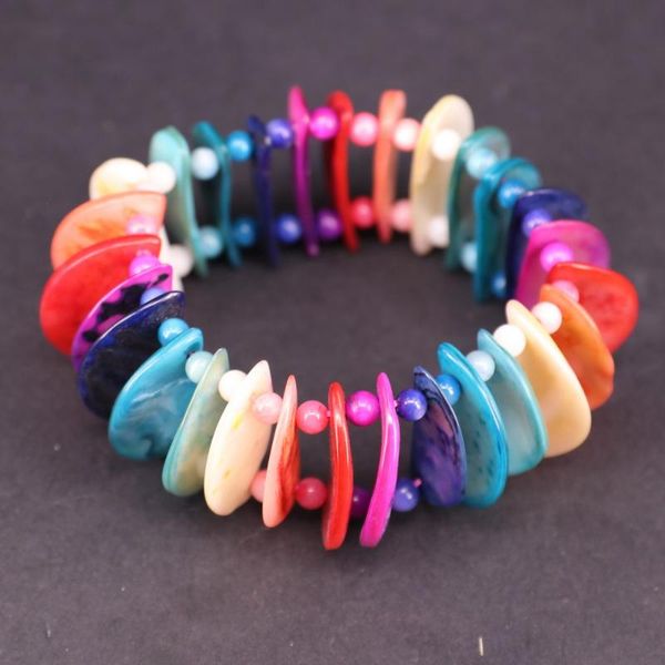 

new fashion shell bracelet mop elastic adjustable summer collection seaside vacation for lady girl, Black