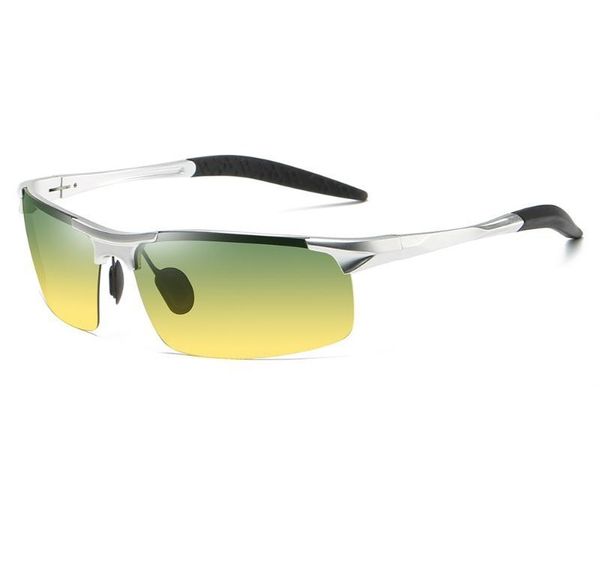 

aluminum sports polarized glasses for drivers day and night vision goggles anti glares mens sunglasses with yellow lens02, White;black