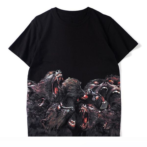 

mens stylist t shirt short sleeves fashion animal printing casual men women hip hop summer t shirt tees size s-xxl, White;black