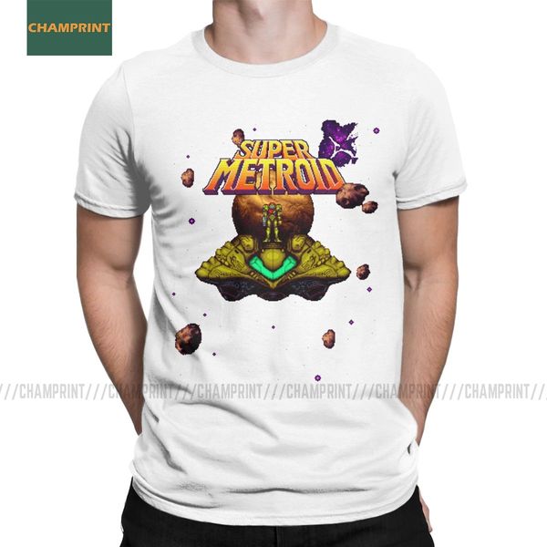 

men t-shirts super metroid funny cotton tees short sleeve samus wars aran prime snes ridley zebes game t shirt o neck new