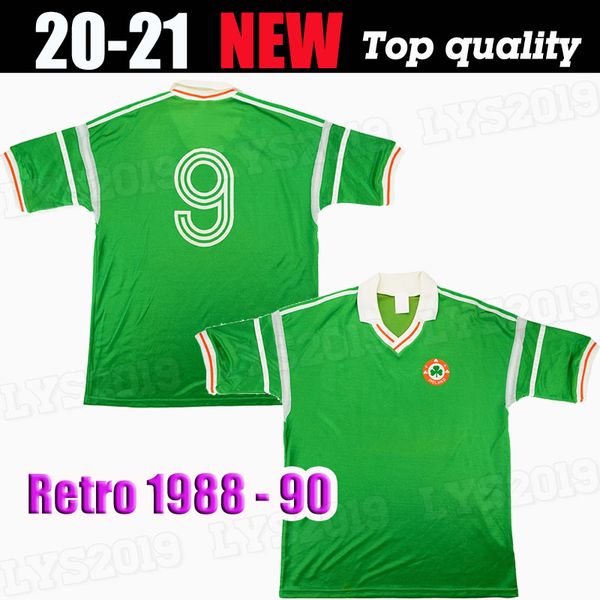 

thailand quality 1988 1989 1990 ireland retro jerseys classic vintage soccer jersey home green 88 89 90 football shirt camisa de futebol, Black;yellow