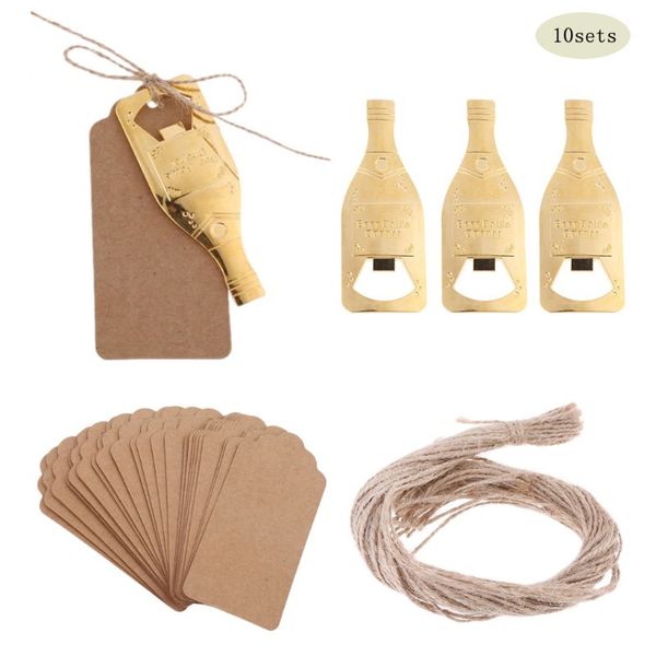 

10 sets vintage beer bottle opener with card tag birthday wedding party favors