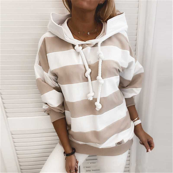 

new autumn long sleeve pullovers striped women warm cotton blouse ladies coats, Black