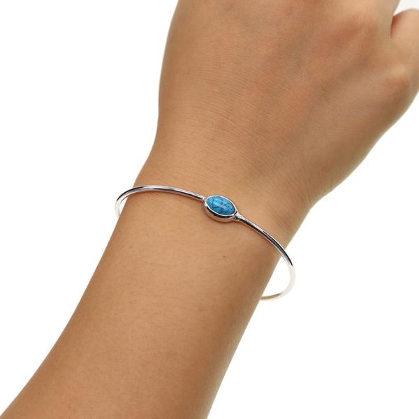 

fashion gold-color love bangles oval blue turquiose beads natural stone open &bracelet for women&men adjustable, Black