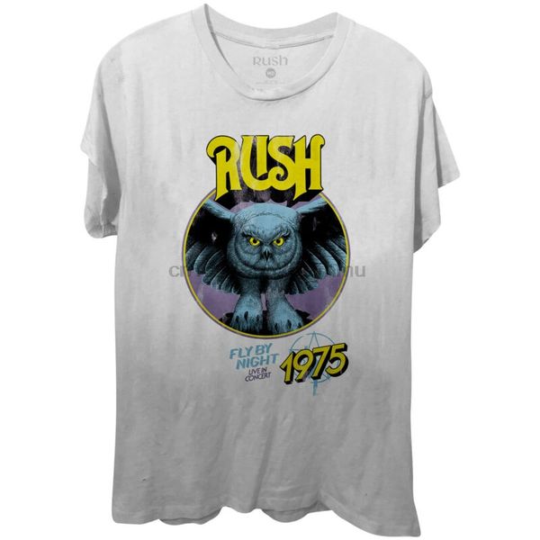 

authentic rush fly by night live '75 slim-fit t-shirt white s-2xl new