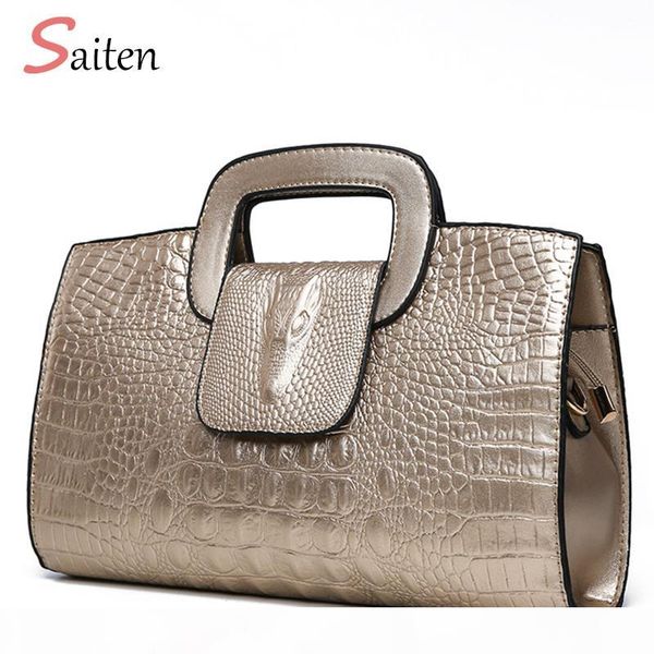 

2018 handbag women bags pu leather bags girl fashion alligator pattern shoulder bag black handbags