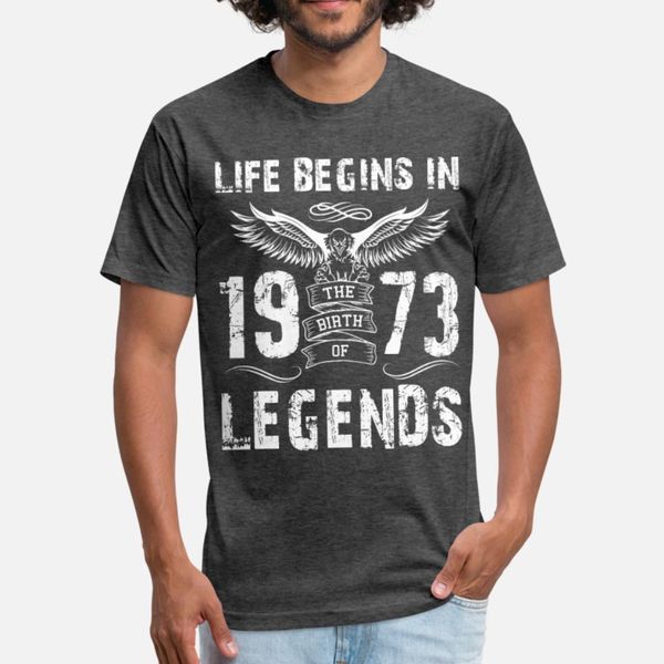 

life begin in 1973 legends t shirt men character 100% cotton plus size 3xl unique fit humor summer style slim shirt