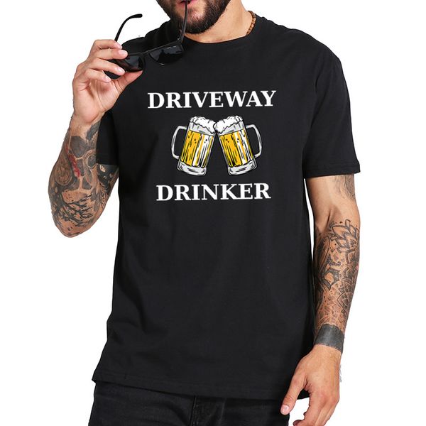 

driveway drinker t shirt social distancing tshirt short sleeve eu size 100% cotton crew neck tee