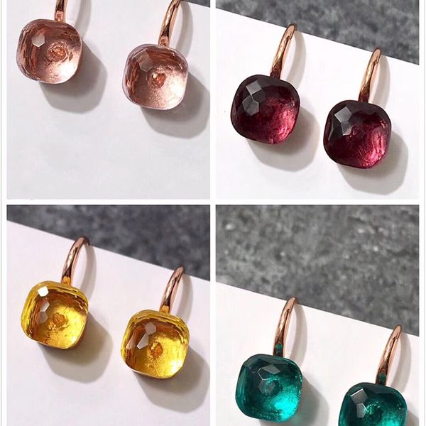 

designer popular brand candy color dangle earrings for women luxury rose gold 585 silver color jewelry mix your own style bijoux 200922