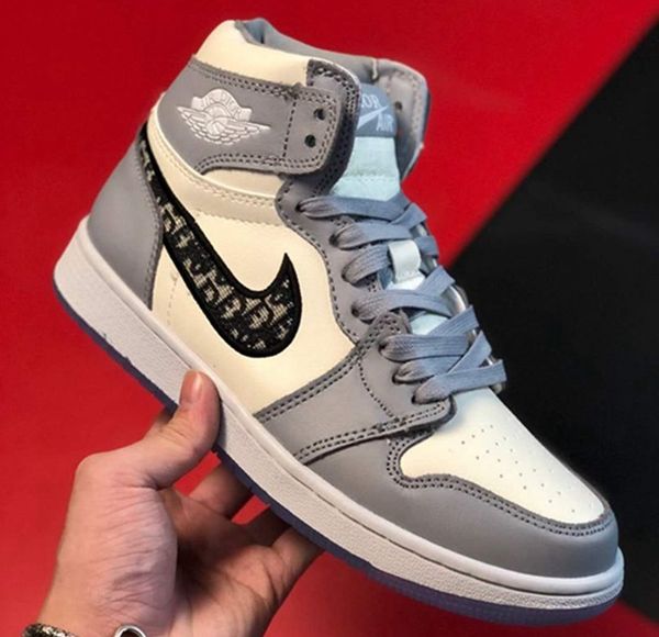

is2 jumpman design basketball shoes a j 1high low sneakers men women gray white trainers shoes chaussure