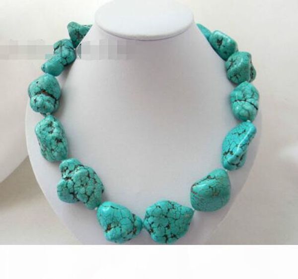 

chunk 21'' 20mmx35mm turquoise necklace, Silver