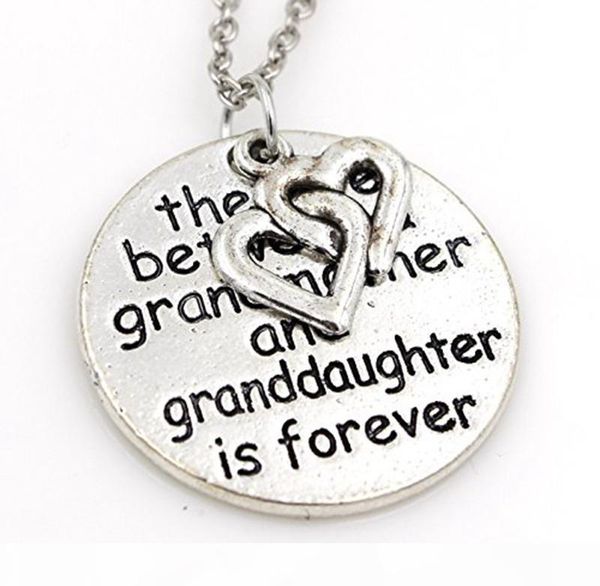 

grandmother birthday xmas gift fashion "the love between a grandmother and grandaughter is forever" lettering silver love necklace