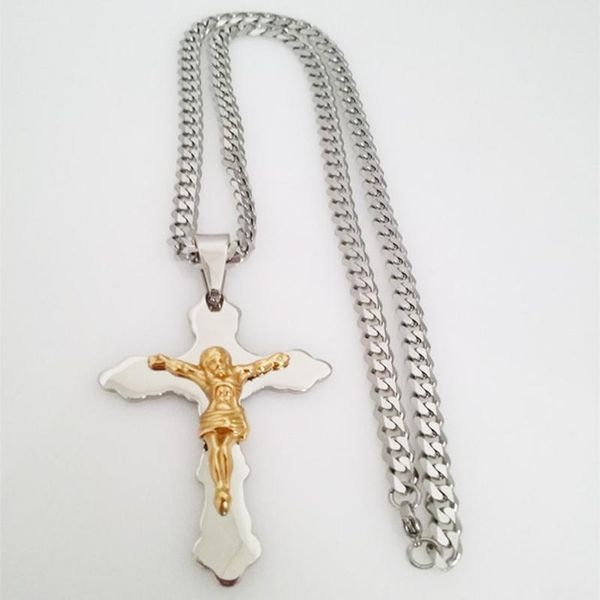 

tisnium fashion stainless steel pendant christian bible prayer cross pendant men necklace charming gifts jewelry accessory, Silver