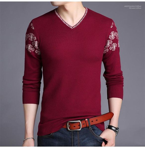 

spring v neck mens sweaters fashion solid color embroidery sweaters long sleeved knitted sweatshirts casual slim male clothing, White;black
