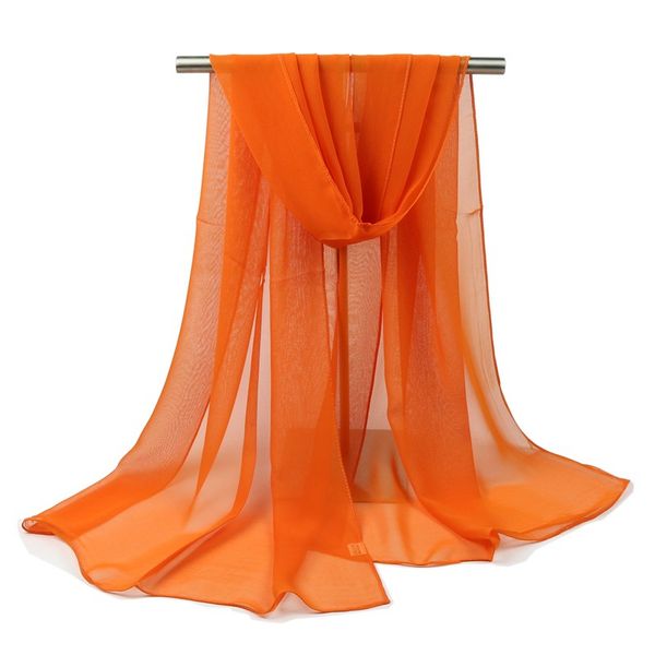 

150*90cm solid orange women plain bubble chiffon scarf hijab wrap printe solid shawl beach outdoor big silk scarves shawl female