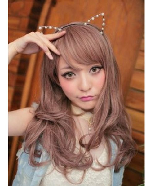 

european and american popular anime color wig long curly hair cos harajuku gradient style, Black