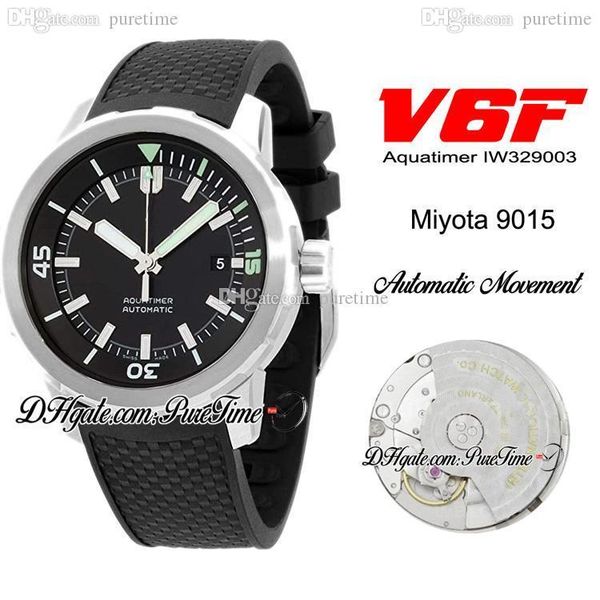 

new v6f 369006 miyota 9015 automatic mens watch black dial stick markers black rubber strap edition 42mm watches puretime f6, Slivery;brown