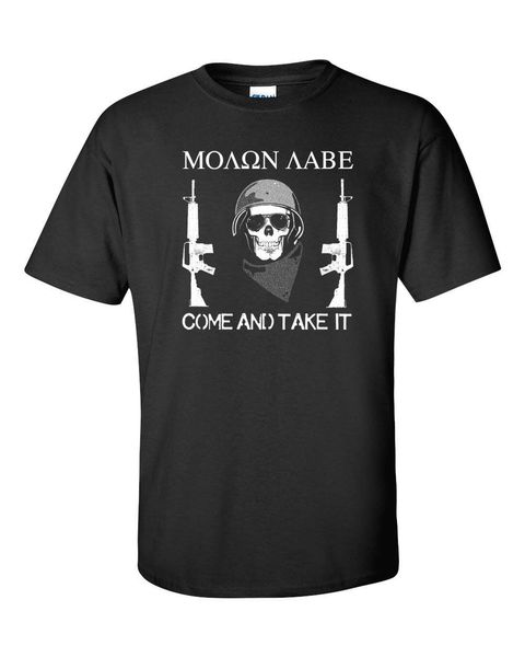 

men fashion molon labe come and take it pro gun control second amendment men's tee shirt o-neck tee shirts