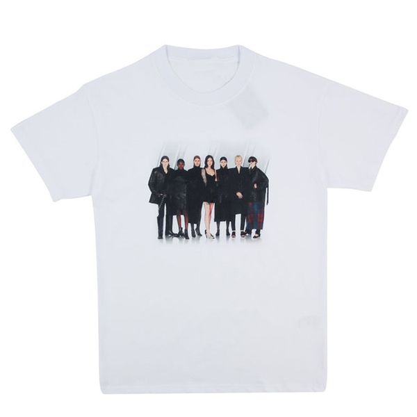 

20ss классический логотип портрет печать tee сплошной цвет мужчины женщины дышащий короткие рукава high street лидирующий футболка summer te, White;black