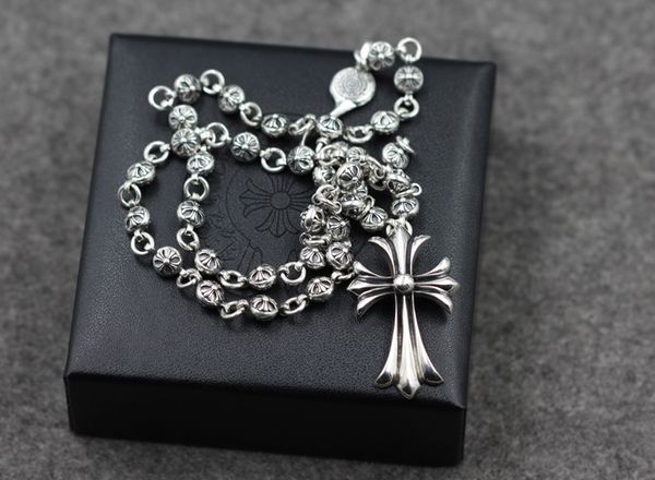 

s925 sterling silver necklaces pendants retro personality classic fashion punk-style cross domineering necklace pendant gift 2020