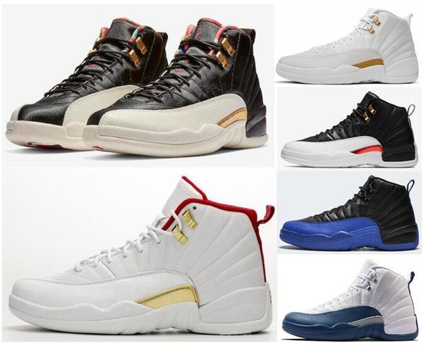 

2019 mens 12s cny chinese new year white gold men basketball shoes 12 fiba french blue game royal sneakers des chaussures, Black