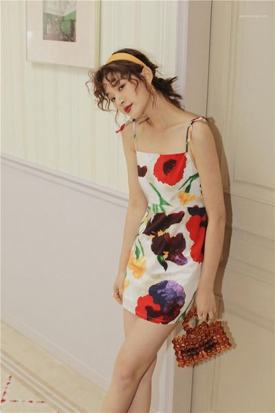 

casual dresses fashion all match female clothing summer inboard print womens dresses spaghetti strap floral ladies, Black;gray