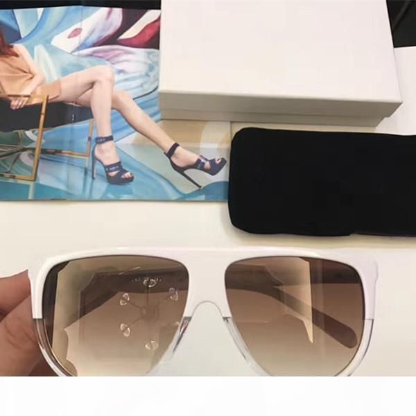 

41435 sunglasses vintage audrey fashion women brand designer cl41435 big frame flap oversized leopard pc plank frame material with case, White;black