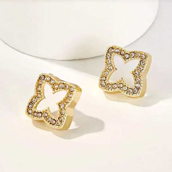 

stud komi temperament zircon female ear earrings geometric hollow out wedding party jewelry gift a40211, Golden;silver