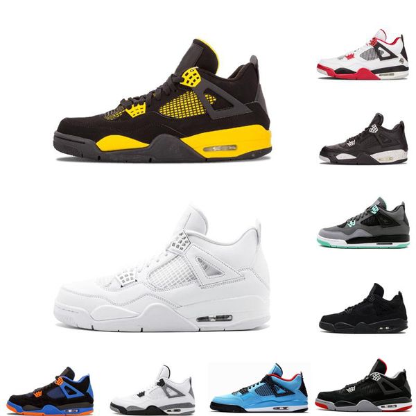 

bred nakeskin jordan 4 4s men retro basketball shoes mens white cement encore wings fire red singles sneakers iv pure money trainer