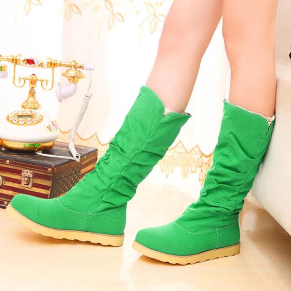 

doratasia large sizes 43 brand new flat comfortable slip on green blue orange mid-calf boots woman shoes, Black