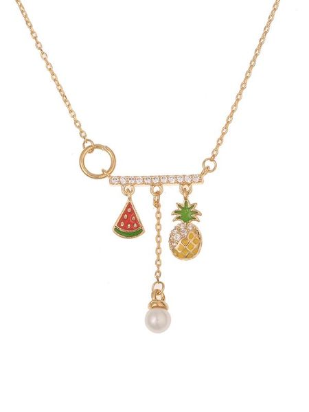 

pendant necklaces romatic sweet women's necklace trendy exquisite cute fruit pearl short tassel fashion jewelry accessory gift, Silver