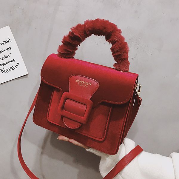 

ruique ladies night party fashion handbag girls cute small square shoulder bags women korean style wild velvet messenger bag