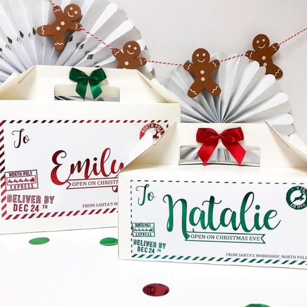 

personalised christmas eve box north pole foil xmas eve boxes, first communion gift box, cutom stocking christmas card box