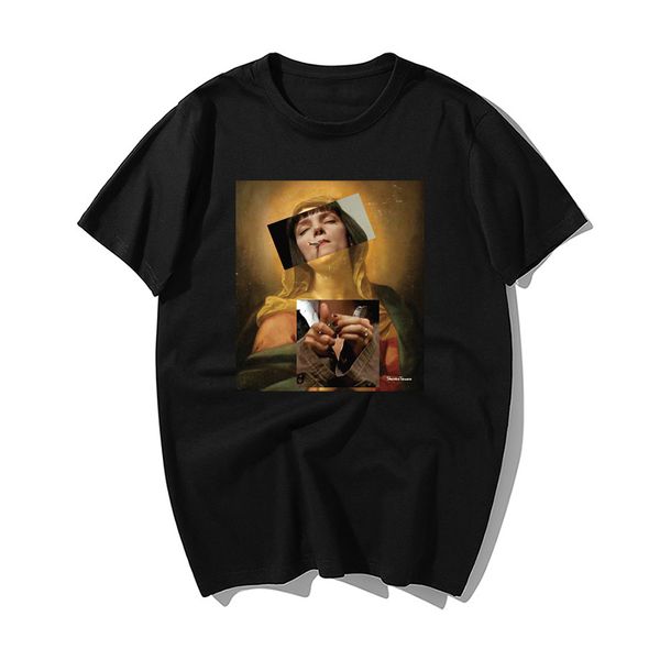 

смешная богородица печати футболка мужчина мода 2019 лето hip hop tops mens вскользь хлопок с коротким рукавом футболка harajuku streetwear