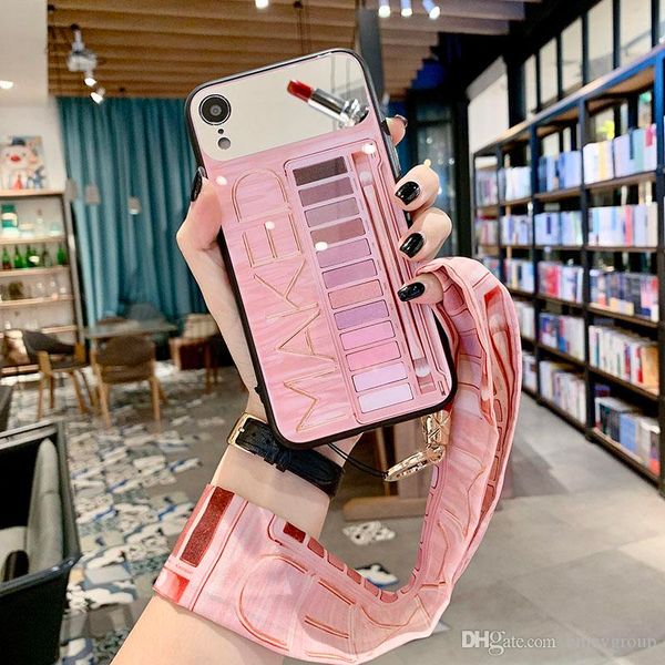 

fashion eye shadow box phone cover case for iphone 11 pro x xs max xr 10 8 7 6 6s plus luxury female makeup mirror hard coque fundas