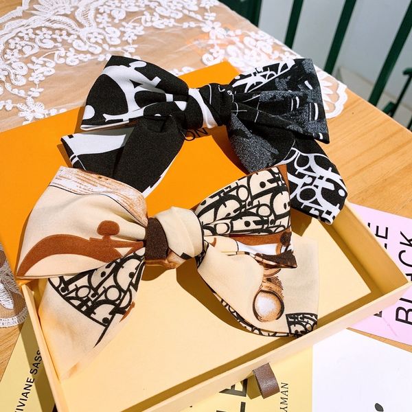 

signature-y158s designers style big bow graffiti splash ink all-match fairy hairpin spring clip bangs accessory, Silver